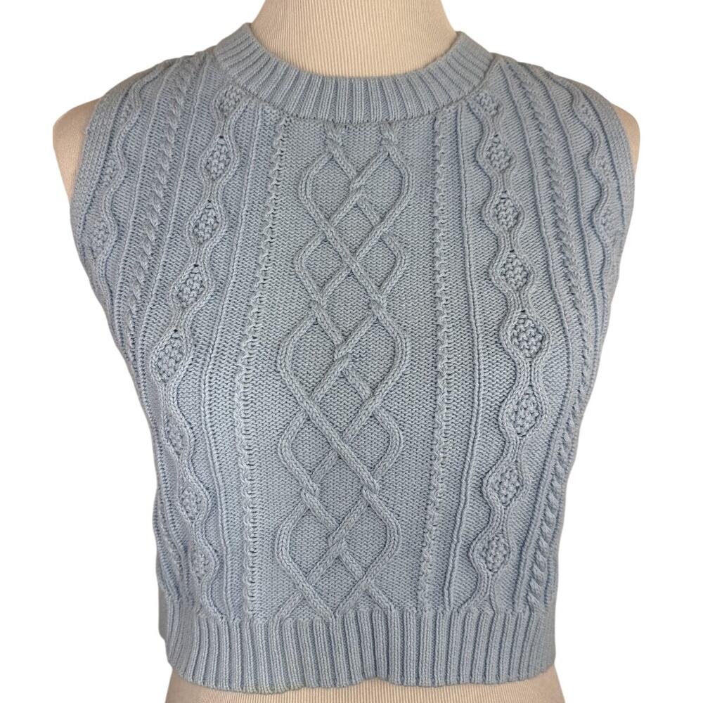 Altar'd State Calista Cable Knit Cropped Sweater Vest XL